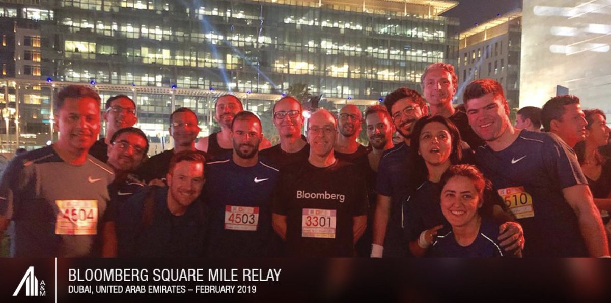 SaeedaJaffar's tweet photo. .@AlvarezMarsal Middle East was off to the races at the #Bloomberg #SquareMileRelay in Dubai earlier this month... a team grows stronger when everyone works together! #MotivationMonday #Teamwork #FinancialServices #WeRunThisCity @business @haroonansary @Neil_Hayward_AM https://t.co/DHTBPn1UG4