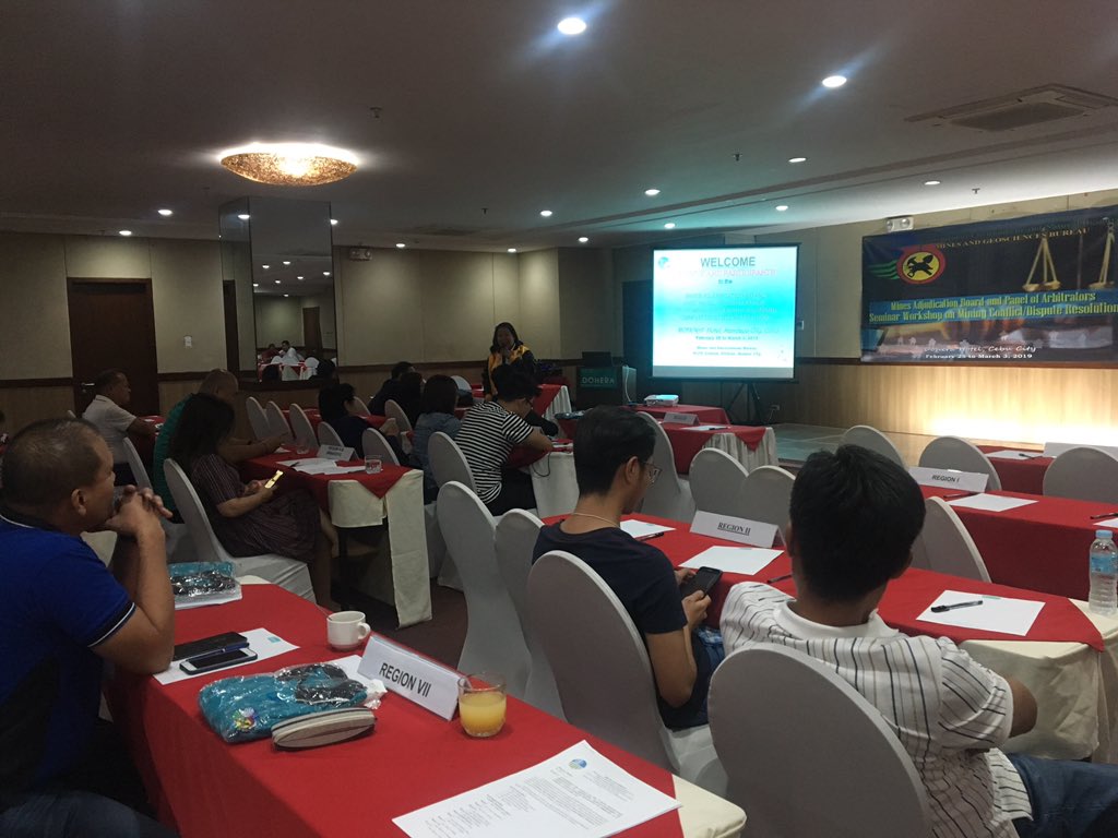 MinesGeo7's tweet photo. MGB-7 hosts Mines Adjudication Board and Panel of Arbitrators 7th seminar-workshop on mining conflicts, dispute resolution https://t.co/GmSlUMNcp2