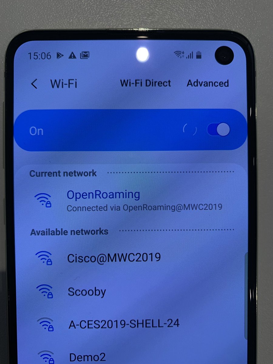 jonathandavidsn's tweet image. Open roaming on the new @SamsungMobile #mwc2019 #CiscoMWC