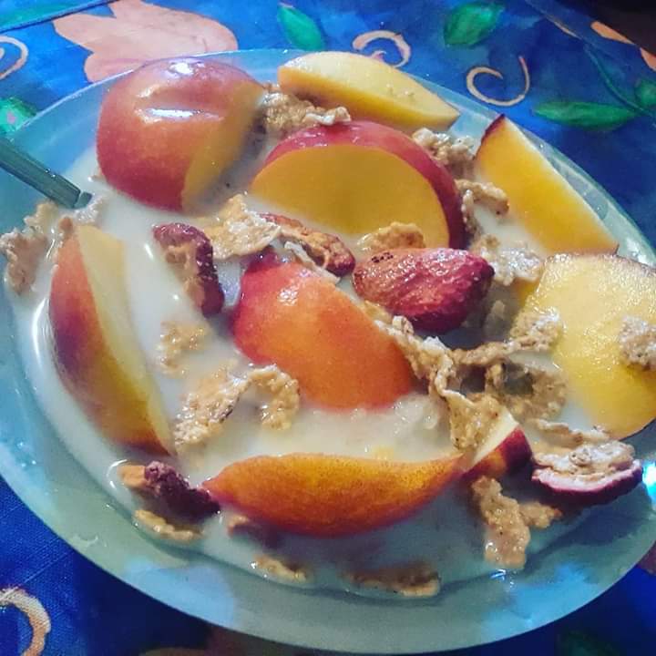 DoreneShaver1's tweet photo. Yummmy #specialk i added #necterines #umm n #almondmilk https://t.co/5QNyLTv0Wr