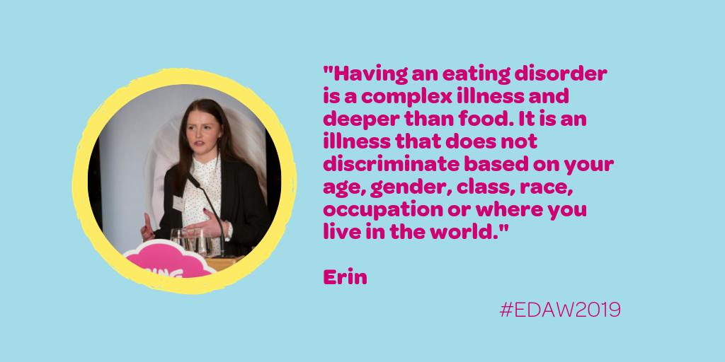 SAMHtweets's tweet photo. Today is the start of Eating Disorder Awareness Week #EDAW2019 @BeatED_Scotland. Campaigning for mental health and channelling her experiences and energy into fighting for positive change has helped Erin towards beating bulimia.  Read her story 👉 https://t.co/7eyfhoatYz https://t.co/F0NELkEeuH