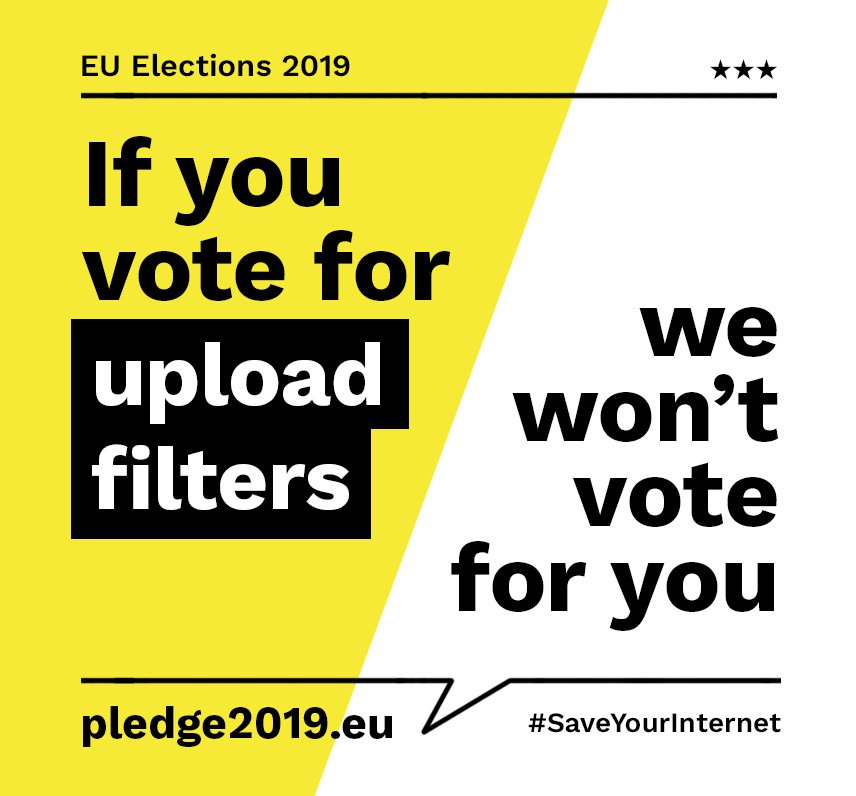 epicenter_works's tweet photo. Today we are launching our campaign to save the internet from #Article13. Join us and call your representatives in Brussels on https://t.co/vkdFgr0M2Y
Together we're making it clear: “If you vote for upload filters, we won't vote for you!” #SaveYourInternet #Pledge2019 https://t.co/lb3DAPE8h2