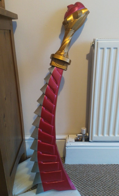 NerdArmoury's tweet photo. First one of brothers is finished :D Agni from Devil May Cry 3, 3D printed using @Fiberlogy_3D Easy PLA Refil, reinforced with steel Rods made for amazing guy that donated for #Becauseofchris @Capcom_UK @CapcomUSA_ @tomqe @gypsyOtoko https://t.co/nygYyI2H6O