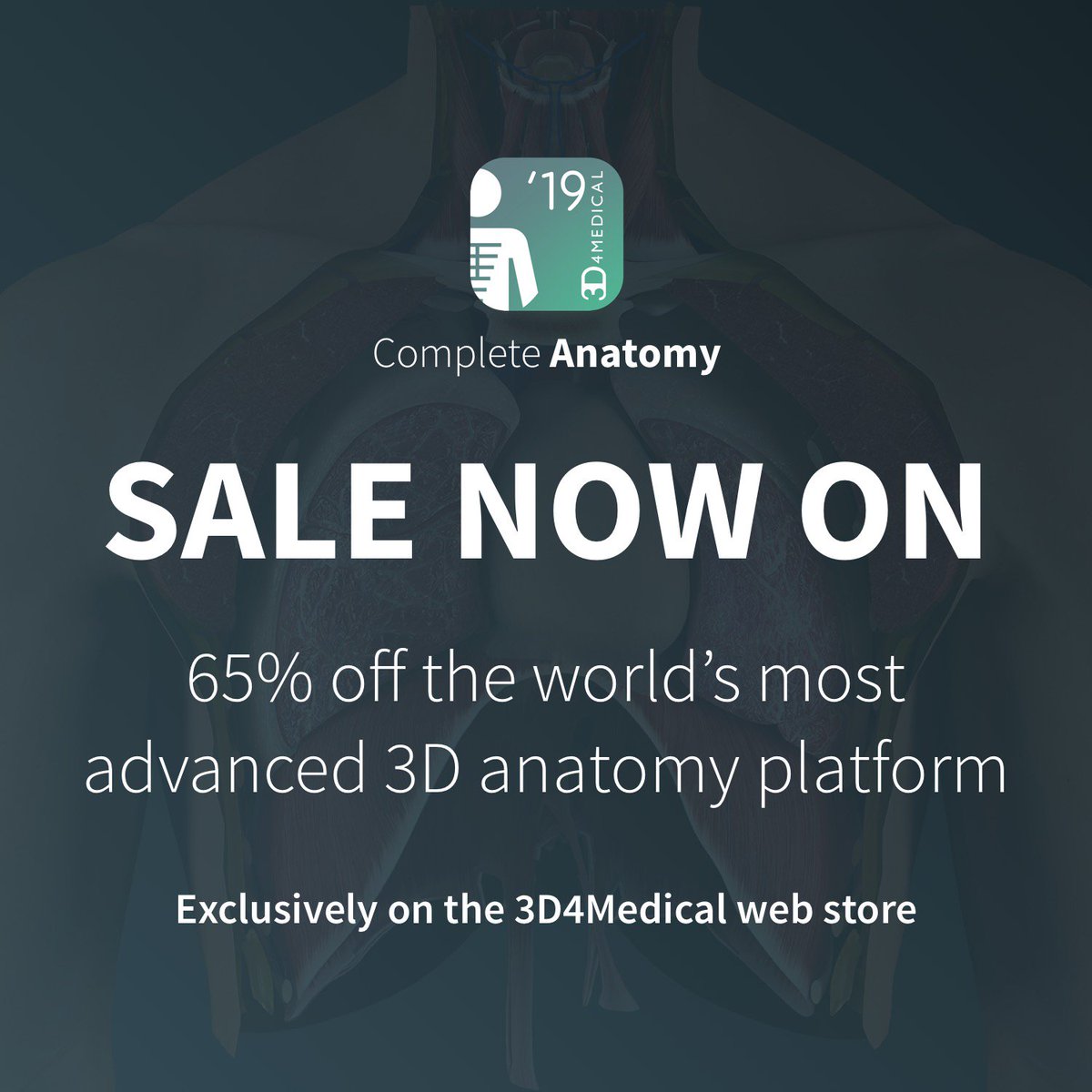📢 SALE NOW ON

Get a whopping 65% off our Student Plus, Educator and Professional licenses, exclusively on the 3D4Medical web store

3d4med.com/2GLIFbc

Offer ends February 28, 2019 at 23:59 PST

#completeanatomy #3d4medical #sale #medicalstudents #education  #anatomy