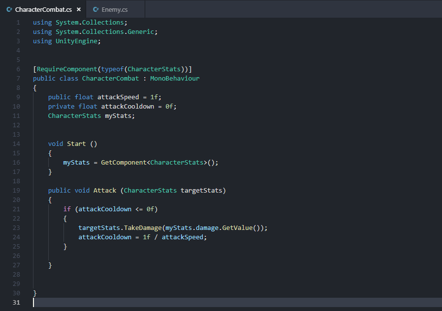 gizmopiranha's tweet photo. Learned how to build a really sweet script to tell Unity your character's attack speed and cooldown! 
Thanks to tutorials by @BrackeysTweet 
#gamedev #indiedev #unitypdx #pigsquad
@PIGSquad https://t.co/DfJPMPb0Z1