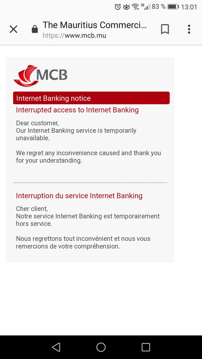 Shelly Hermia Bhujun Sookun On Twitter Issues With Mcb Internetbanking Mauritius