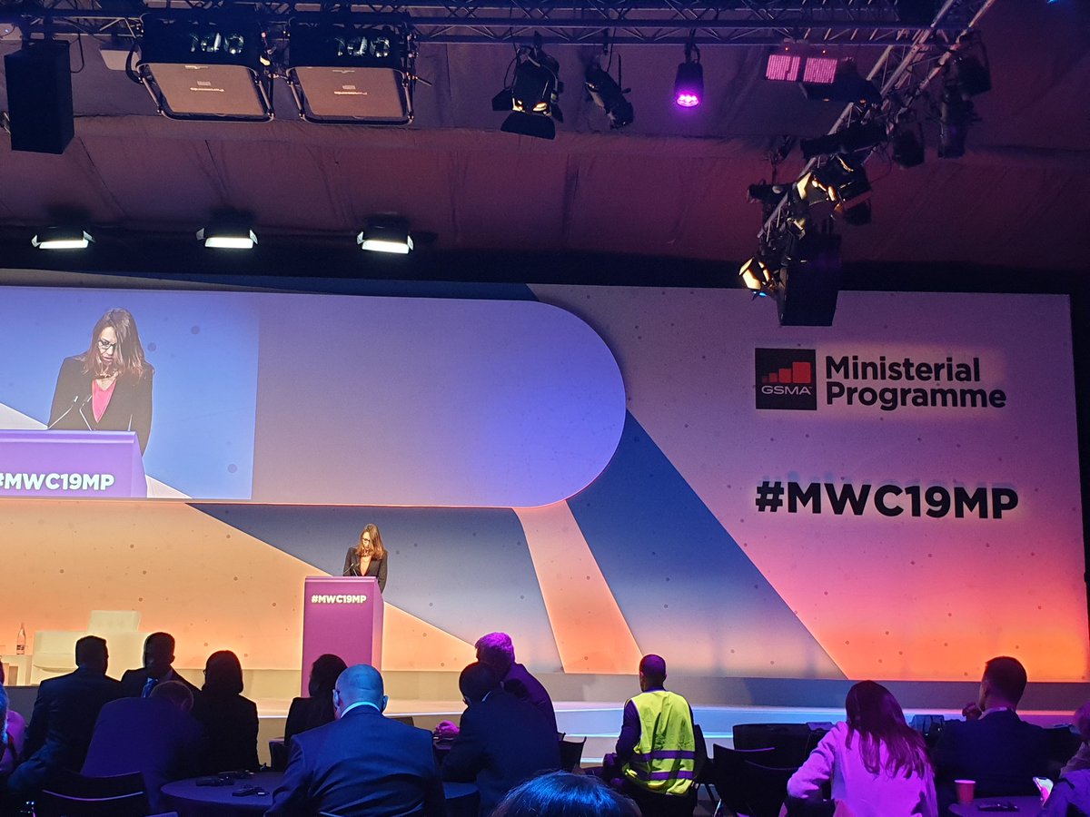 EdeleSheehan's tweet image. .@YasminaMcCarty calling governments present in the room to &quot;rise to the challenges of today&apos;s uncertain world and build a digitally inclusive future for all&quot; #MWC19 #MWC19MP
