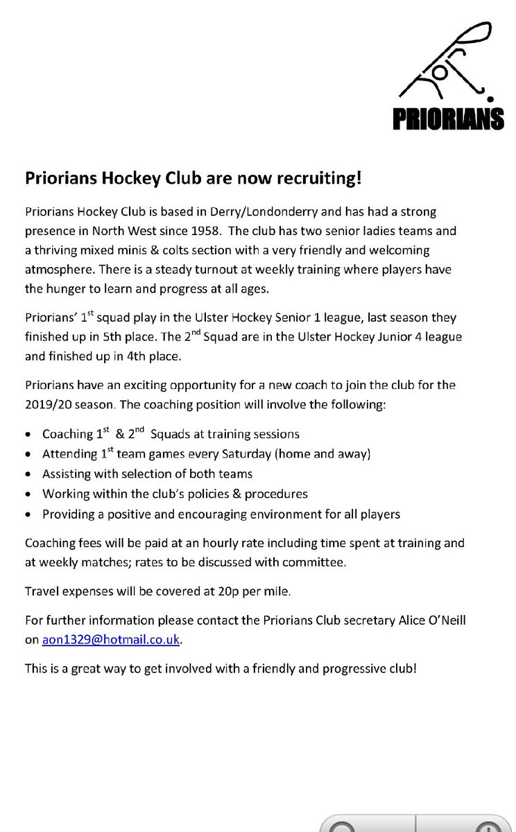Priorianshockey's tweet photo. Want to be part of the prior family. We are looking for a new coach for 2019/20 season. Details below to apply. #priorfamily https://t.co/RqQpZUcmkH