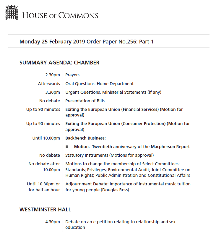 HouseofCommons's tweet photo. Business in the Commons this week starts with #HomeOfficeQuestions at 2.30pm today. There will also be a debate on the twentieth anniversary of the #MacPhersonReport. More details in the #OrderPaper: https://t.co/2ynKgmA0g7 https://t.co/qCsVYuPp8f