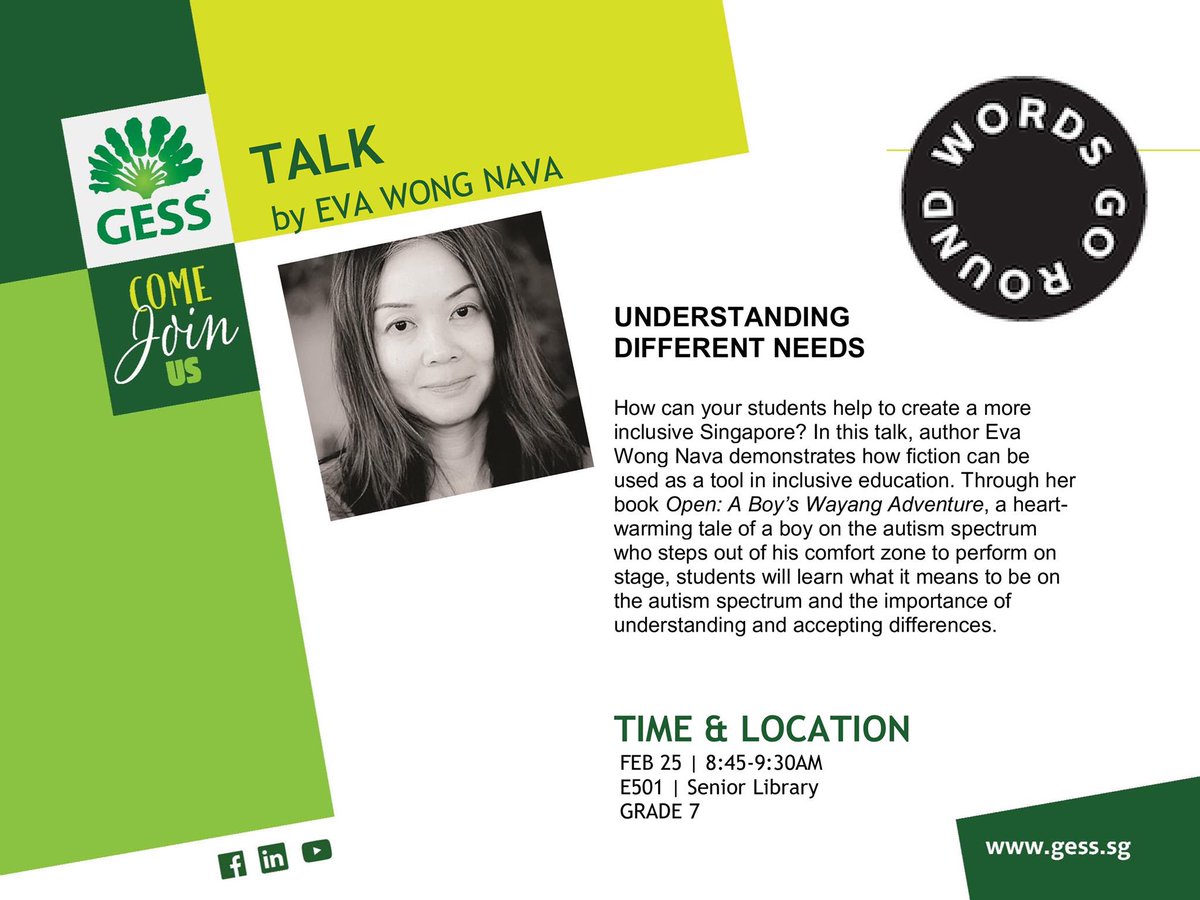 joCtweet's tweet photo. In this WGR talk, author @evawongnava demonstrates Grade 7 how fiction can be used as a tool in inclusive education #WordsGoRound #GESSEdLib #GESSreads #GESSlearns https://t.co/BIkYvRZiJS