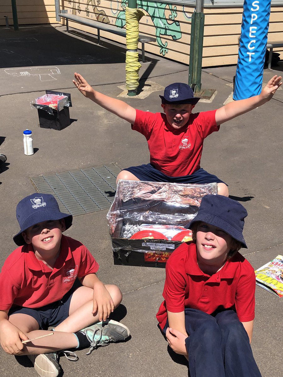 bradnhaz's tweet photo. Years 3-6 testing their Solar Ovens. Designed, constructed and tested by themselves. #smallschools #STEM #delegatepublicschool @NSWEducation @mscott @dizdarm https://t.co/UNQVucyPln