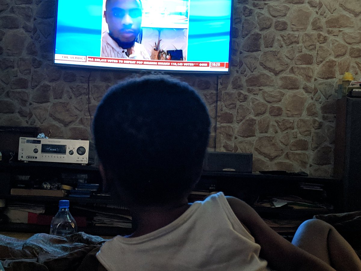 LilPheezie's tweet image. My baby watching keenly to see the state of play. @channelstv @BizMorning #NigeriaDecides2019result #PollStream