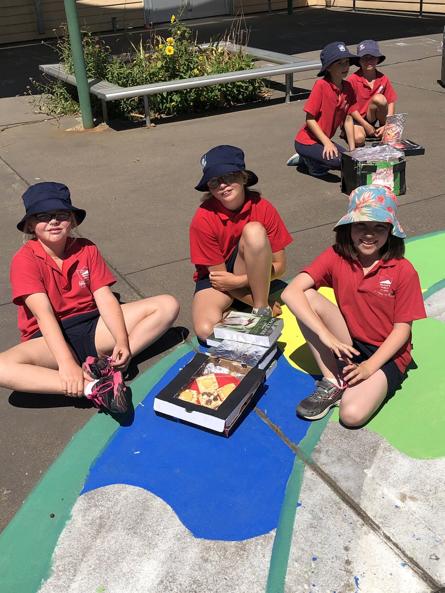 bradnhaz's tweet photo. Part 2 Years 3-6 testing their Solar Ovens. Designed, constructed and tested by themselves. #smallschools #STEM #delegatepublicschool @NSWEducation @mscott @dizdarm https://t.co/RRDgqzf9PN
