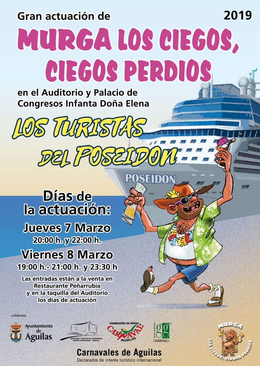 Esta Semana descansamos y toca disfrutar de los desfiles de carnaval, tanto del domingo 3 de marzo y el del martes 5 de marzo, ambos comienzan 
a las 18:00 horas.
Volvemos el día 7 y 8 de marzo con las actuaciones de  <a href="/MurgaLosCiegos/">Murga Los Ciegos</a>.