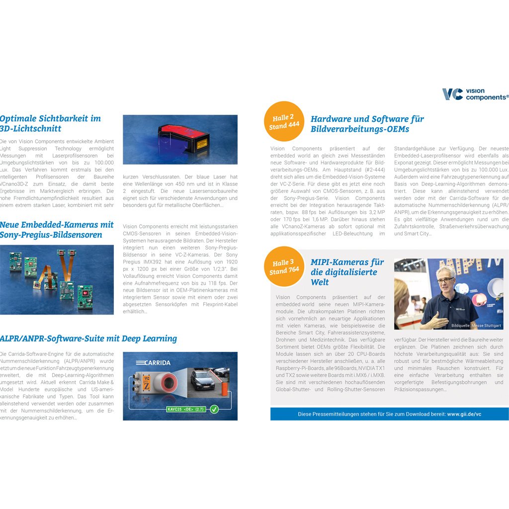 GiiAgentur's tweet image. Besuchen Sie #VisionComponents auf der #ew19 @embedded_world und erfahren Sie das Neueste über #EmbeddedVision in Halle 2, Stand 444.
Alle Pressemitteilungen: gii.de/vc