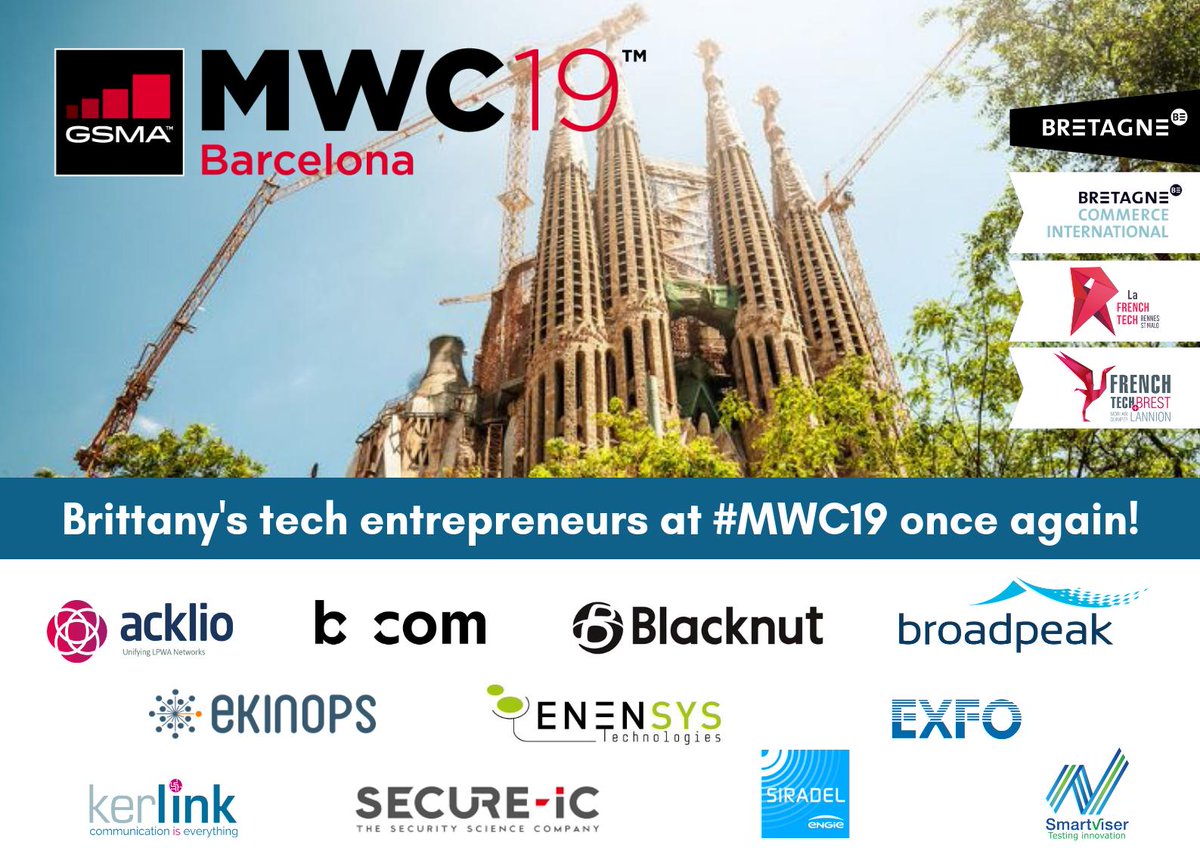 Hola #MWC19 ! 🇪🇸🚀 Le grand #événement dédié au #mobile débute ce matin à #Barcelone et la #tech bretonne a répondu présente 👋☺️ #FrenchTech #Bretagne #télécom #startups #entrepreneurs #innovation #territoire #international 🌍