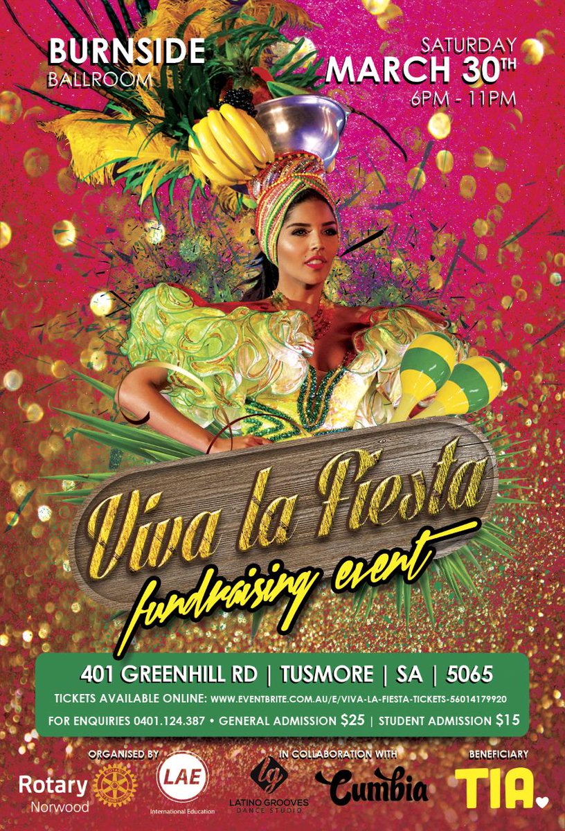 Make sure to come along to Norwood Rotary Club and LAE Adelaide's Viva La Fiesta on 30 March! Part of the funds raised will be going to TIA. We hope to see you there!  ✨
