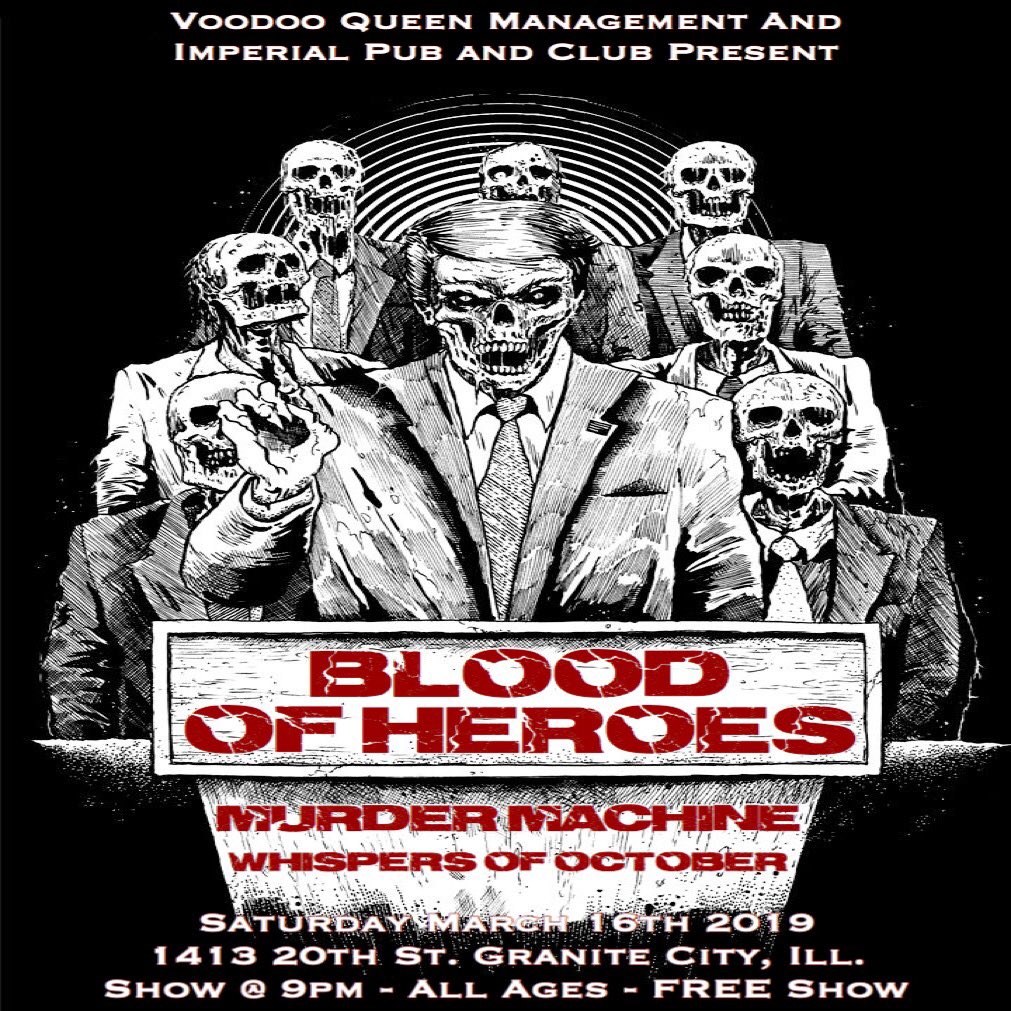 murder_machine1's tweet photo. @murder_machine1 and @BloodOfHeroes54 Invade the Imperial Pub and Club - Saturday, March 16th - 1413 20th St. Granite City, Illinois - All Ages and A FREE Show. Don’t Miss This!
#LaCosaNostra #HitList #Brothers 
Presented By: @VQmanagement https://t.co/kgJMiT0P8h