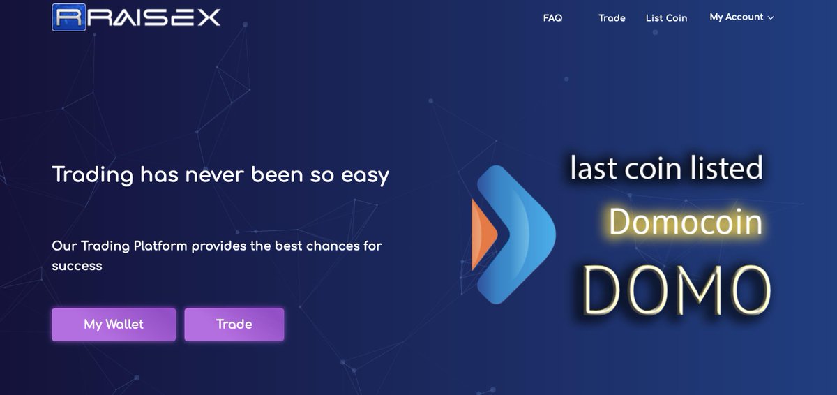 We are glad to announce that Domocoin #DOMO is listed in raisex with this pair
raisex.io/trade/DOMO_BTC go to trade now
<a href="/CoinMarketCap/">CoinMarketCap</a> <a href="/coingecko/">CoinGecko</a> <a href="/CoinCodex/">CoinCodex</a> <a href="/coinpaprika/">CoinPaprika 🌶️</a> <a href="/LiveCoinWatch/">Live Coin Watch • Live Crypto Analytics</a> <a href="/domocoin/">DOMO Network</a>
