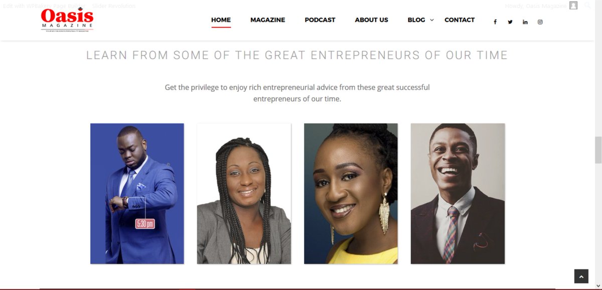 OasisMagAfrica's tweet photo. Learn from some of the great Entrepreneurs of our time
@futuristkwame  @mdoz @dzigbordikwaku  @derricknhyiraba

Follow Link https://t.co/BxYiHwwtTQ
#entrepreneurs #publicspeakers https://t.co/9hZ8o8YMam