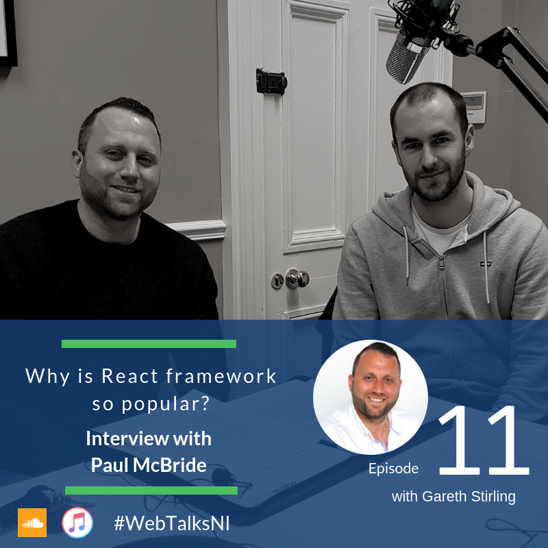WebTalksNI's tweet image. Ahead of his talk at @belfastjs on Wednesday Paul McBride came in to discuss why React framework is so popular.
Have a listen: bit.ly/2TdKEf6
(We have a new introduction - Let us know if you like it!)
#WebTalksNI #ReactFramework #BelfastPodcast