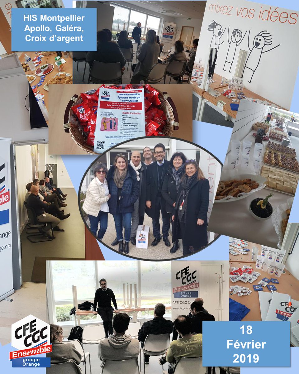 CFECGCOrange's tweet photo. #retourenimage le 18 février @ Montpellier plus de 30 #salariés présents à la #rencontre de vos #représentants l'#UI #CroixdArgent, l’#AE, le #CSESud & #ProPme #Apollo et les services natinoaux #Galéra #Merci à Thierry #Chatelier #succès #portraitdéquipe #présenceterrain #HIS https://t.co/q4HKpfwdMn