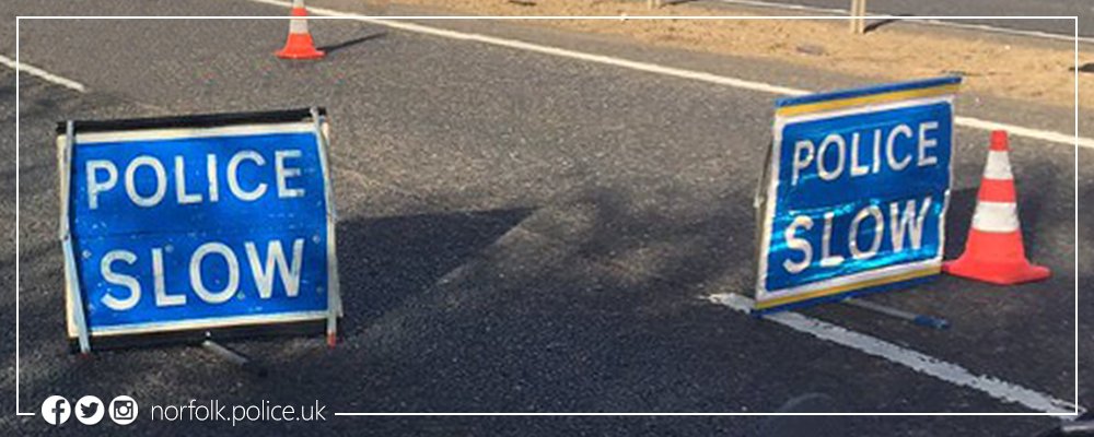NorfolkPolice's tweet photo. Police are currently on scene of a serious road collision in #Scarning >> https://t.co/6qmkpRBsY5 Dereham Road is closed so drivers are advised to avoid the area. https://t.co/tsjmK2p2hL