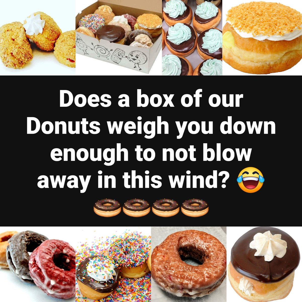 PaulasDonuts's tweet photo. Honest question ππ© 2 FREE DONUTS w purchase of every Dozen DONUTS today! #mondaymood #mondaymotivation #chocolate #apple #peanutbutter #peanut #strawberry #redvelvet #sprinkles #donut #donutproblems #mondays #cherry #wackyweather #windyday #wind #mondayvibes https://t.co/jH934HyNmm
