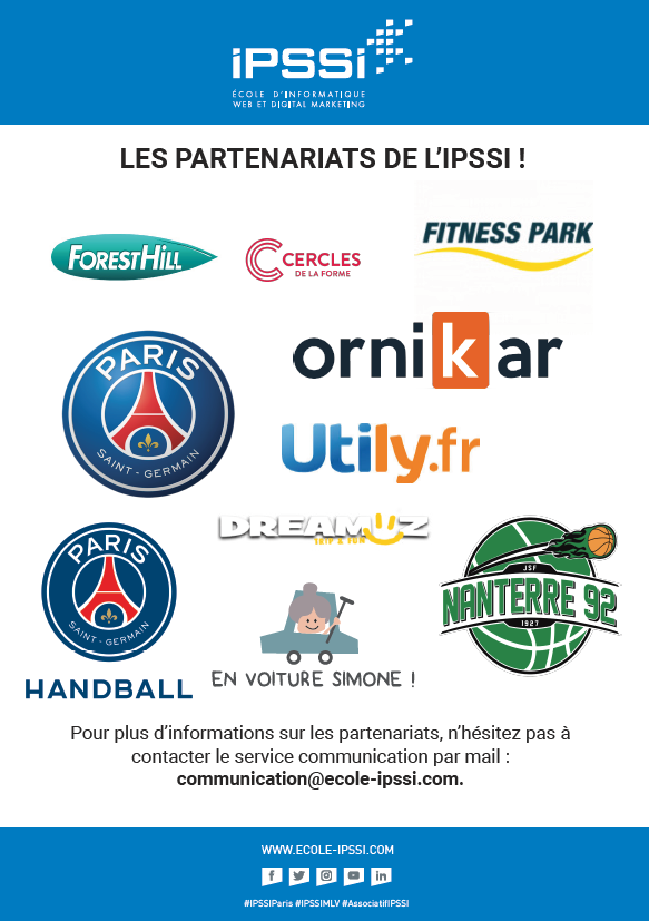 ecole_ipssi's tweet photo. 📢📢 Découvrez tous les partenariats de l'IPSSI :
Pour plus d'informations, n'hésitez pas à envoyer un mail à communication@ecole-ipssi.com ou vous pouvez directement passer au service communication au RDC !
#IPSSIParis #IPSSIMLV #partenariats #partenaires #vieassociative https://t.co/4galWsopIP