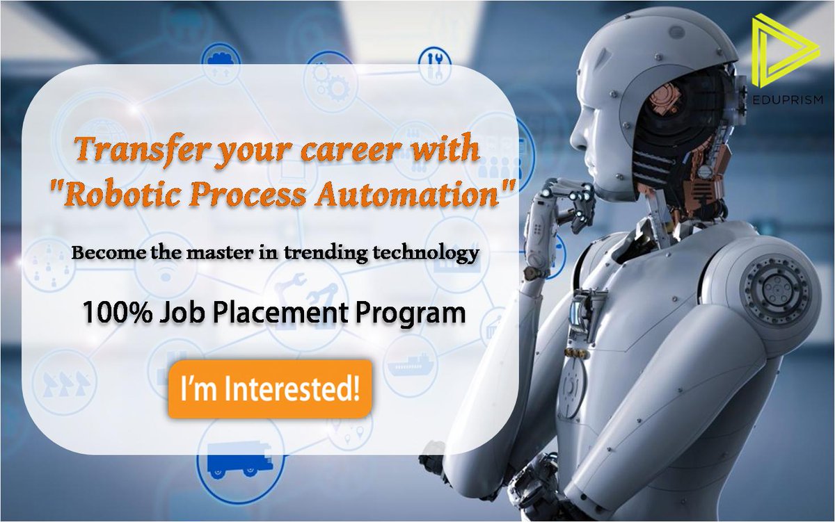 eduprismco's tweet image. RPA provides unique offerings which helps you to transfer your career to build a stable and outstanding future.
Lets attend a free demo: goo.gl/mAvQXX
For more details call on +91 9591636957
#RPAtrainingBangalore #RoboticProcessAutomationTraining #RPACourse