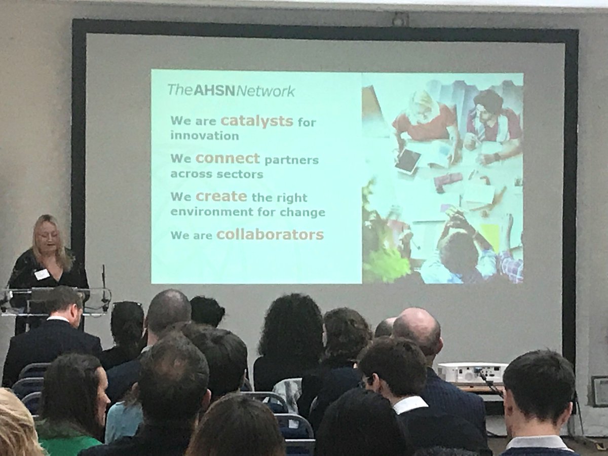 HealthInnovNet's tweet photo. Building a community of practice for real world testing - great to see so many people in London today for the kick-off event for wave 2 #nhstestbeds. Helen Oliver is outlining opportunities to work with #AHSNs to navigate the innovation landscape @NHSEngland @UK_Life_Science https://t.co/RUvgMTwZRX