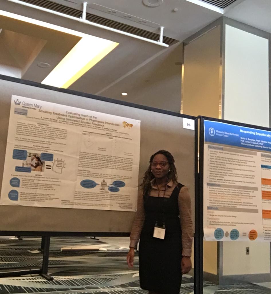 Happy Monday! Very pleased to share <a href="/sabreta86/">Dr Sandra Jumbe</a> discussing how to improve pharmacy-led NHS stop smoking services with peers in San Francisco <a href="/srnt/">Nilton Tavares</a>. Using pharmacies to deliver health services fairly new in US! #SRNT2019 #smokingcessation #pharmacy