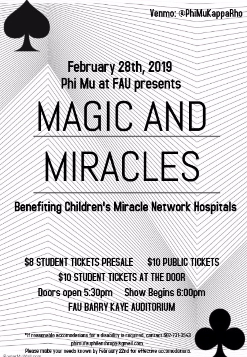 Phi Mu is hosting our first ever Magic and Miracles event benefiting Children’s Miracle Network Hospitals. The main event takes place on February 28th, along with multiple events throughout the week! Please donate to the link as well! phimu.crowdchange.co/6507