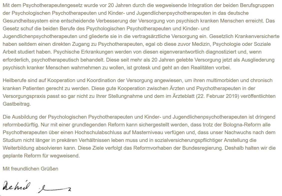 RNuebling's tweet photo. Offener Brief des BPtK-Präsidenten Dr. Dietrich Munz an Ärztekammerpräsident Dr. Ulrich Montgomery zur Reform des #PsychThG unter https://t.co/bQALcGopXj https://t.co/JPJjFS9nwg