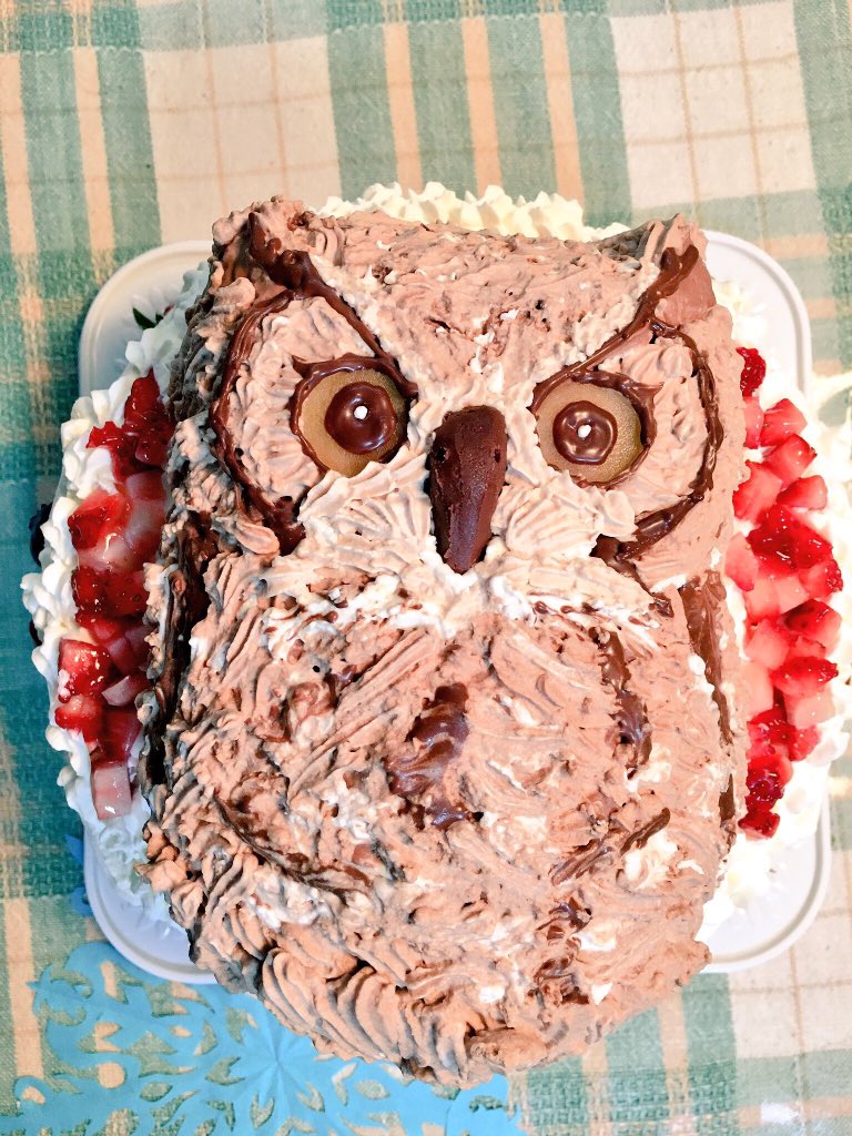 百 ありがとうございます 去年のフクロウケーキがコアラみたいだったんで今年は良い感じのケーキにしました笑 百 ありがとうございます 去年のフクロウケーキがコアラみたいだったんで今年は良い感じのケーキにしました笑