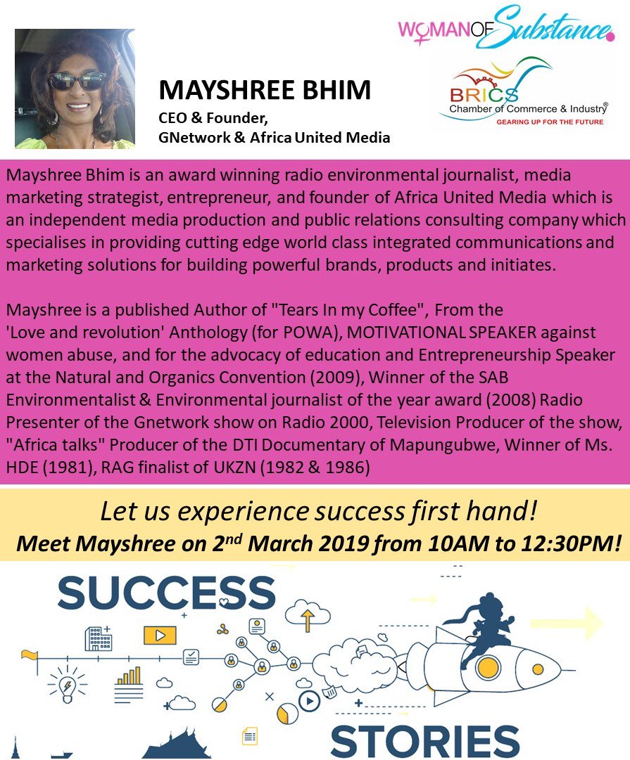 brics_cci's tweet photo. “Define success on your own terms, achieve it by your own rules, and build a life you’re proud to live."
Catch Ms. Mayshree Bhim at Fore School and witness her success story on 2 March.
#BRICS #BRICS_CCI #Womenofsubstance #womeninbiz #womenentrepreneurs https://t.co/Jc7ypgY6zJ