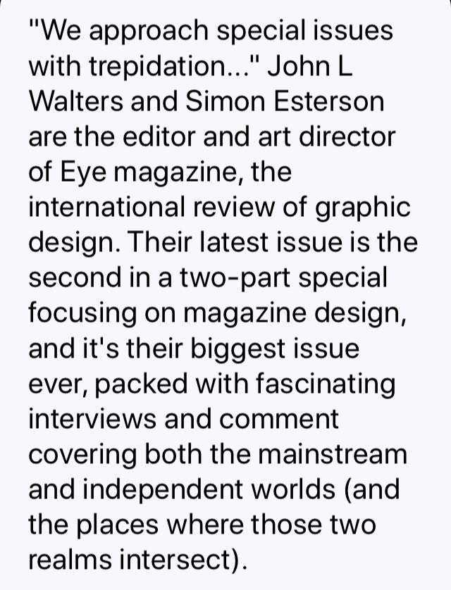 eyemagazine's tweet photo. Listen to the Stack podcast about Eye nos. 96 & 97.
https://t.co/KgMdAIRRWl #Eye96 #Eye97 #GraphicDesign #editorialdesign #indiemags https://t.co/DFmkVqh3e8