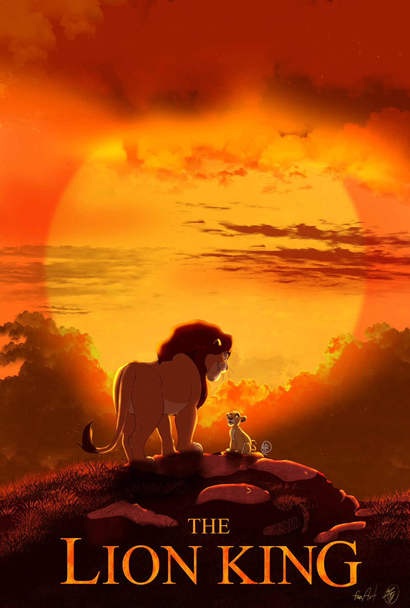 笹丸 実写版 ライオンキングのポスターをアニメーションっぽく描いてみた Thelionking