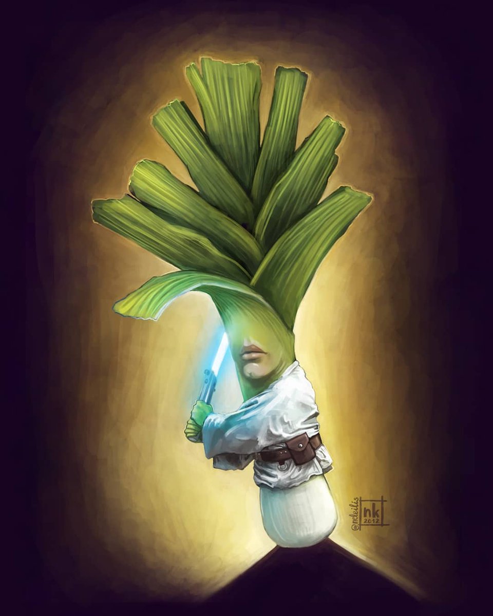 NelEilis's tweet photo. Another one done, here is a more polished up Leek Skywalker 😅
#lukeskywalker #starwars #jedi  #vegetable #photoshop #procreate #artistsoninstagram #starwarsfruitsandvegetables
#rebelalliance #starwarsfanart #ipadartwork #ipadproart #instaartist #instaartwork https://t.co/aoKx0ZK2xq