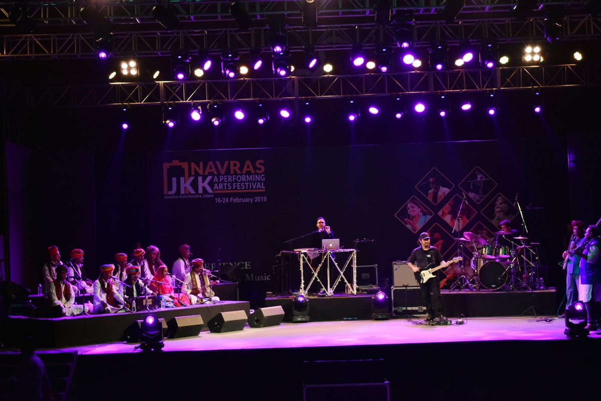 sparkpr_jaipur's tweet photo. The concluding day of #Navras2019 by @JKK_Jaipur began with Morning Raaga’ by Pt. Chhannu Lal Mishra followed by MTA session with Vikram Iyengar of 'Shunya Se' & rehearsed reading by Rashika.The evening concluded by @RamSampathLive & Rajasthan All-Stars & dance by @queenharish https://t.co/aqozCTUrFJ