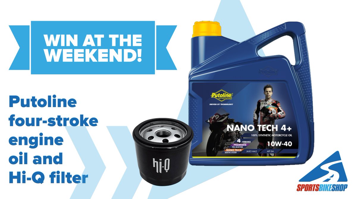 SPORTSBIKESHOP's tweet photo. Treat your bike to something nice with this Weekend Win. We're giving away four litres of Putoline four-stroke oil, plus a Hi-Q oil filter, to one person who follows us and RTs this post 😁 Winner chosen randomly and notified at 9am on Monday... good luck 🤞 https://t.co/l6RMS449Hv