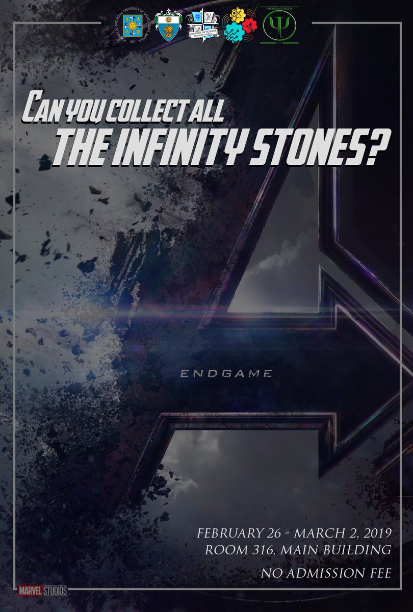 johnmaepaule's tweet photo. Gather your team of avengers and challenge yourselves to redeem the 6 infinity stones from Thanos. Are you ready to be the strongest team in the whole universe?
#SleeP1
#1PuSoYdos
#SW1P3RIGHT
#P4Power
#1P5yched
#1PseeksJUSTICE
#ScienceWeek2019
#GalingScience
#ParaSciYo https://t.co/ZxZLRKgSaR