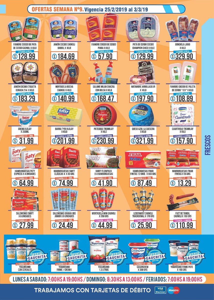 MGauchito's tweet photo. 🎉🎉TOP OFERTAS SEMANALES🎉🎉

Alimentos, Bebidas, Lacteos, Fiambres, Perfumería, Limpieza.

TE ESPERAMOS😉

El Gauchito, tu almacén mayorista.

#elgaucho #elgauchito #mayorista #almacen #mercado #mardelplata #ofertas #precios #supermercado #preciosbajos #barrio #mdq https://t.co/PgduuwJKh4