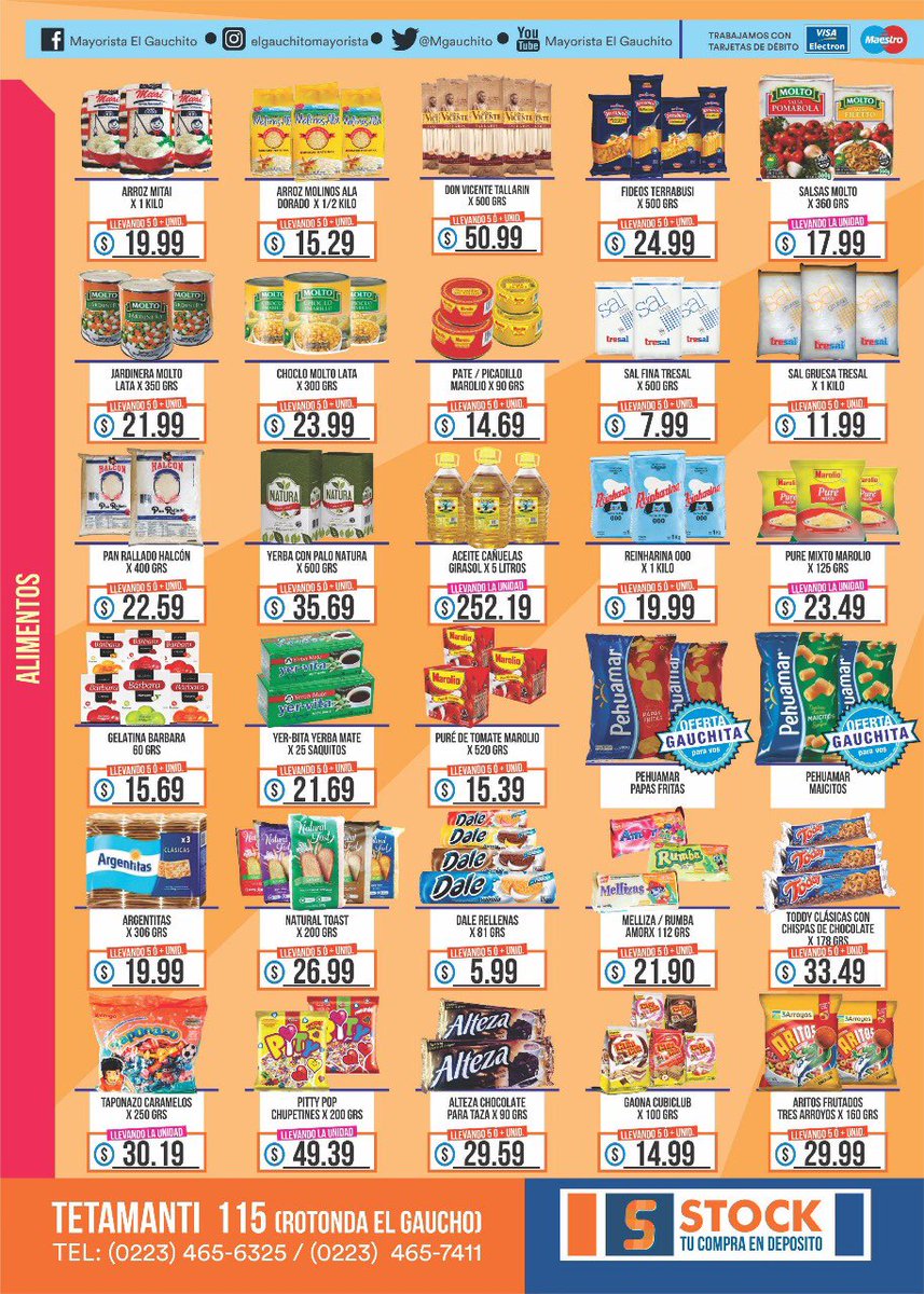 MGauchito's tweet photo. 🎉🎉TOP OFERTAS SEMANALES🎉🎉

Alimentos, Bebidas, Lacteos, Fiambres, Perfumería, Limpieza.

TE ESPERAMOS😉

El Gauchito, tu almacén mayorista.

#elgaucho #elgauchito #mayorista #almacen #mercado #mardelplata #ofertas #precios #supermercado #preciosbajos #barrio #mdq https://t.co/PgduuwJKh4