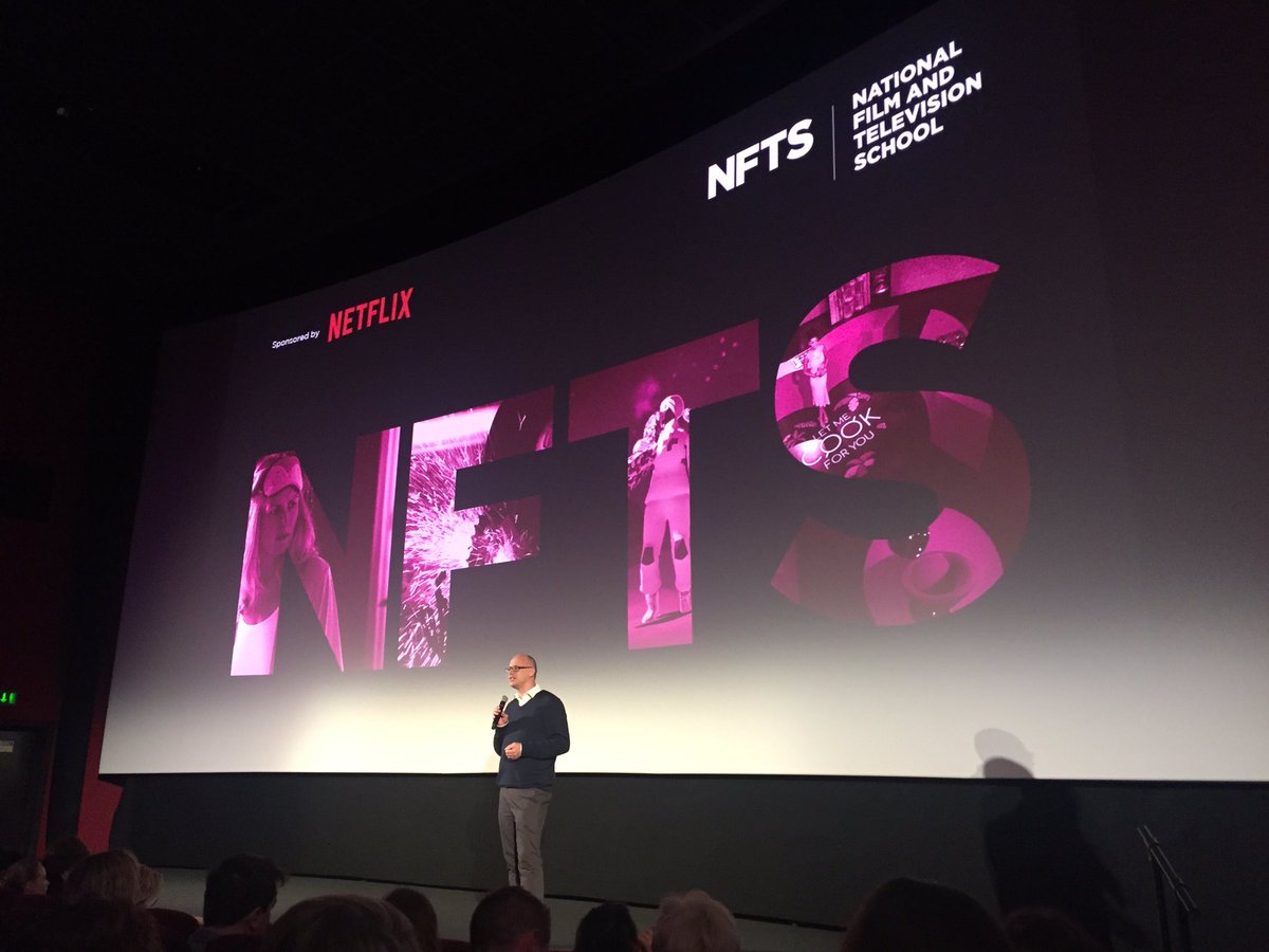 NFTSFilmTV's tweet photo. NFTS Director @jonwardle introduces the first screening of the 2019 #NFTSgradshow sponsored by @NetflixUK @CentralPictureH - exciting stuff!! #NFTSStories https://t.co/gZYEi5T7M4