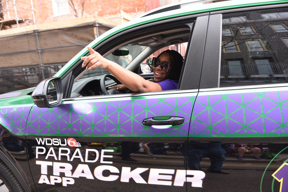 wdsu's tweet photo. Love this photo of @wdsu producer Gabby Boykin rolling through New Orleans in the Parade Tracker! Shades on, waving atcha!😎 #nola #neworleans #louisiana #paradetracker #mardigras #carnival https://t.co/Ytl1fHCj4O