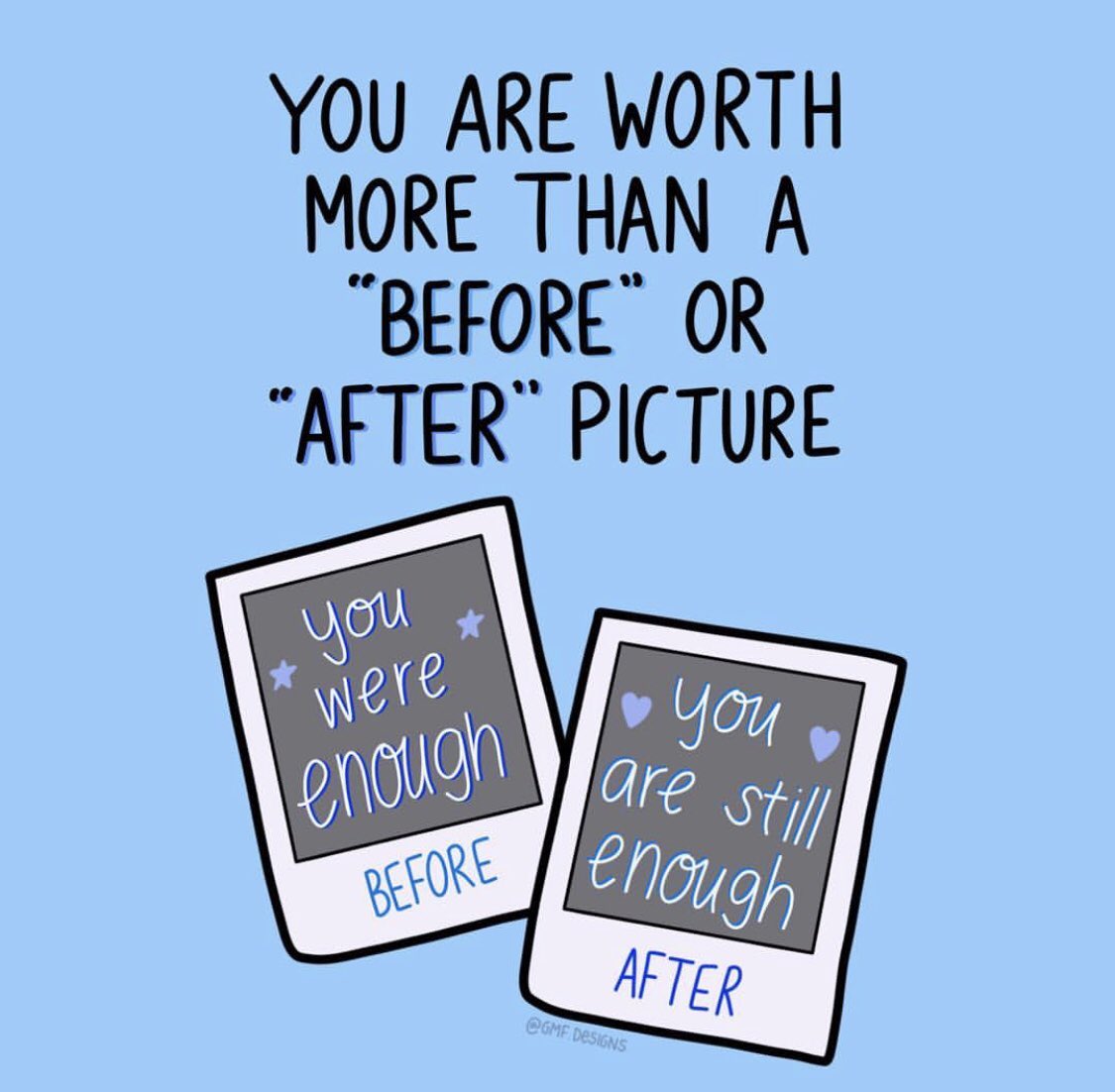 TheProjectHEAL's tweet photo. Happy #Monday and start of #NEDAwareness week! Here’s a quick reminder that before + after pictures don’t have to prove your #eatingdisorder especially since there is no weight limit. If seeing these upset you, please reach out for support 🌸
🎨: GMF.DESIGNS on IG https://t.co/bS3GhU4UKA