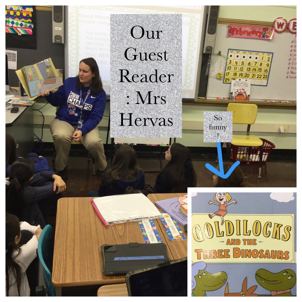 MrsRooney4th's tweet photo. Kicking off #DrSeussDay with @DanielleHervas as our awesome guest reader . She was an amazing reader ! Thank you for modeling how fun reading can be ! #D83Shines #Roybulls #DrSeuss https://t.co/l3H0oaYamk