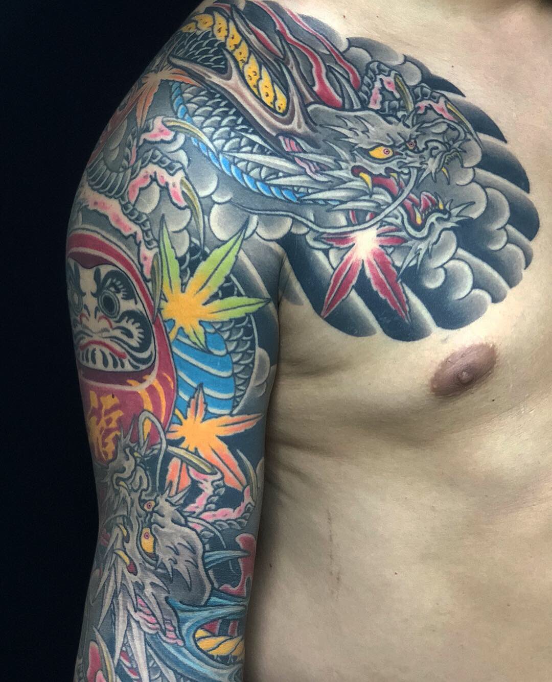 彫師美漸bizen Art Tattoo Studio 在twitter 上 龍 達磨 紅葉3 4年前のもの ついに完成 Bizenarttattoostudio Bizenart Bizen Tattoo 彫師 湘南美漸 美漸 タトゥー 中目黒