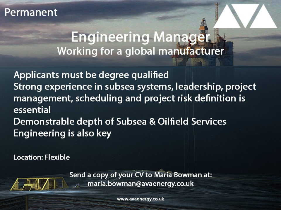 AVAEnergy_'s tweet photo. Urgent role!

Get in touch with Maria Bowman at maria.bowman@avaenergy.co.uk

#subseaengineering #oilfieldservices #oilandgas https://t.co/4TYdsAVrTL